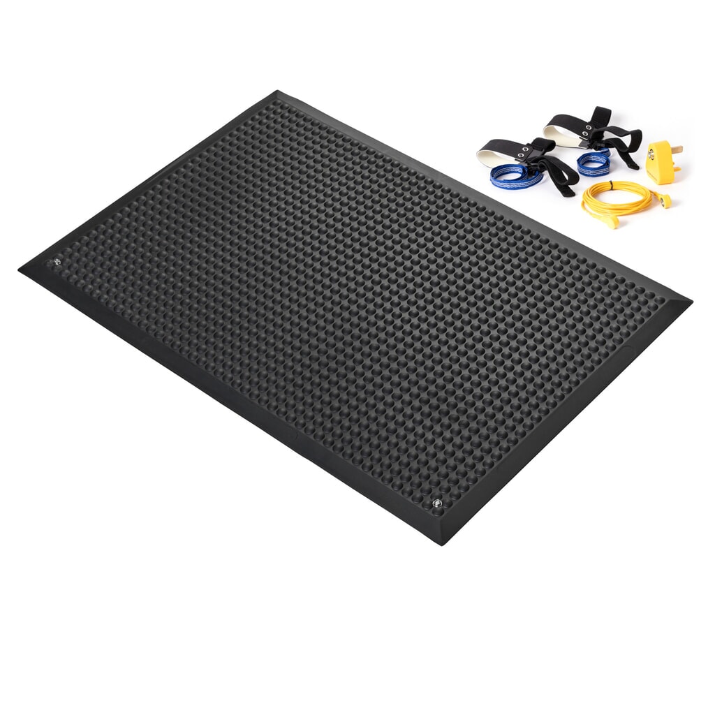 Produktabbildung: COBA Anti-Ermüdungsmatte COBAelite® ESD, mit Erdungskabel, BxL 600 x 900 mm, schwarz