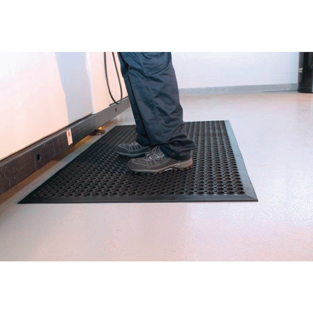 Produktabbildung: COBA Arbeitsplatzbodenbelag, schwarz Gummi, Fertigmatte L1500xB900xS10mm