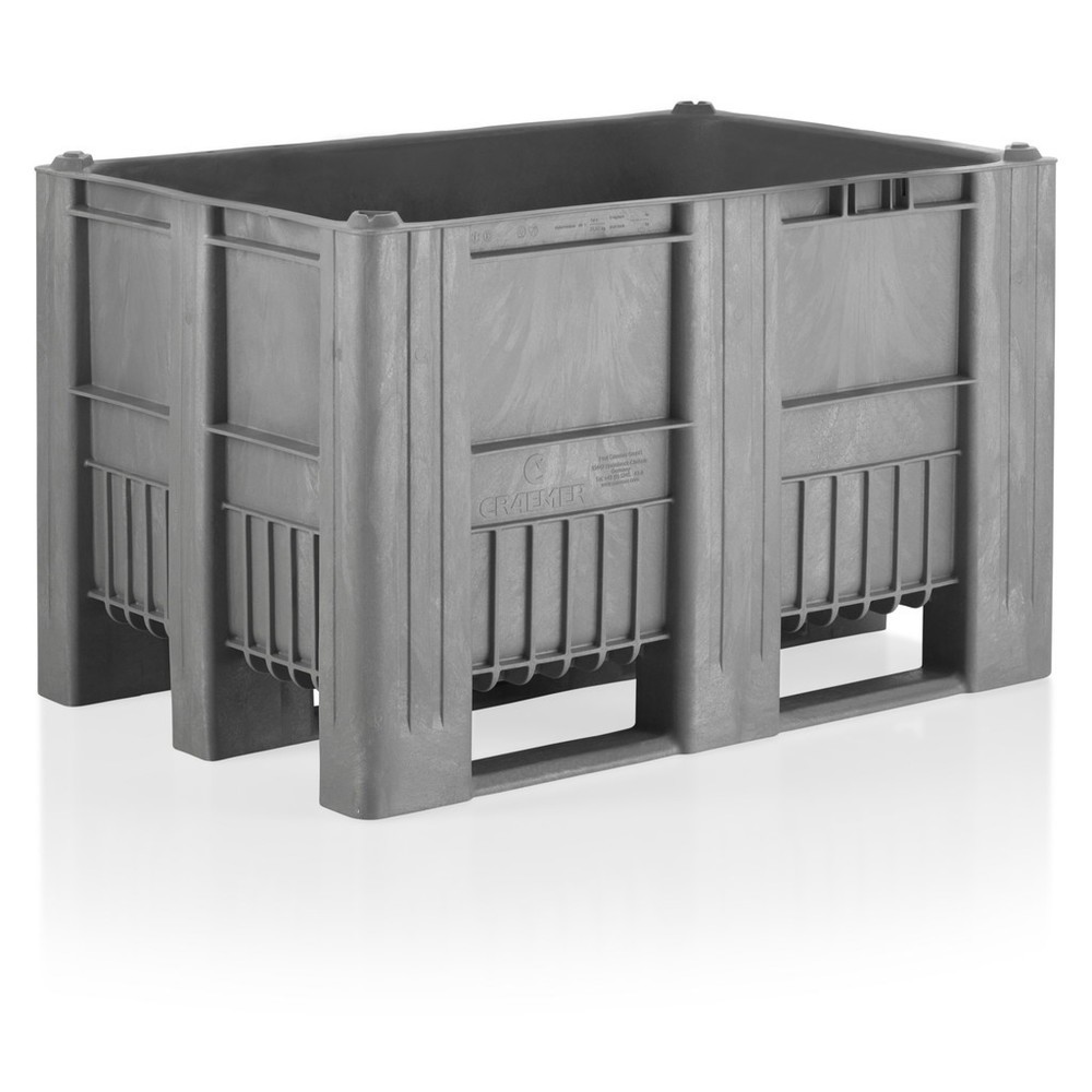 Produktabbildung: CRAEMER Palettenbox, 1.200 x 800 x 760 mm, 3 Kufen, grau