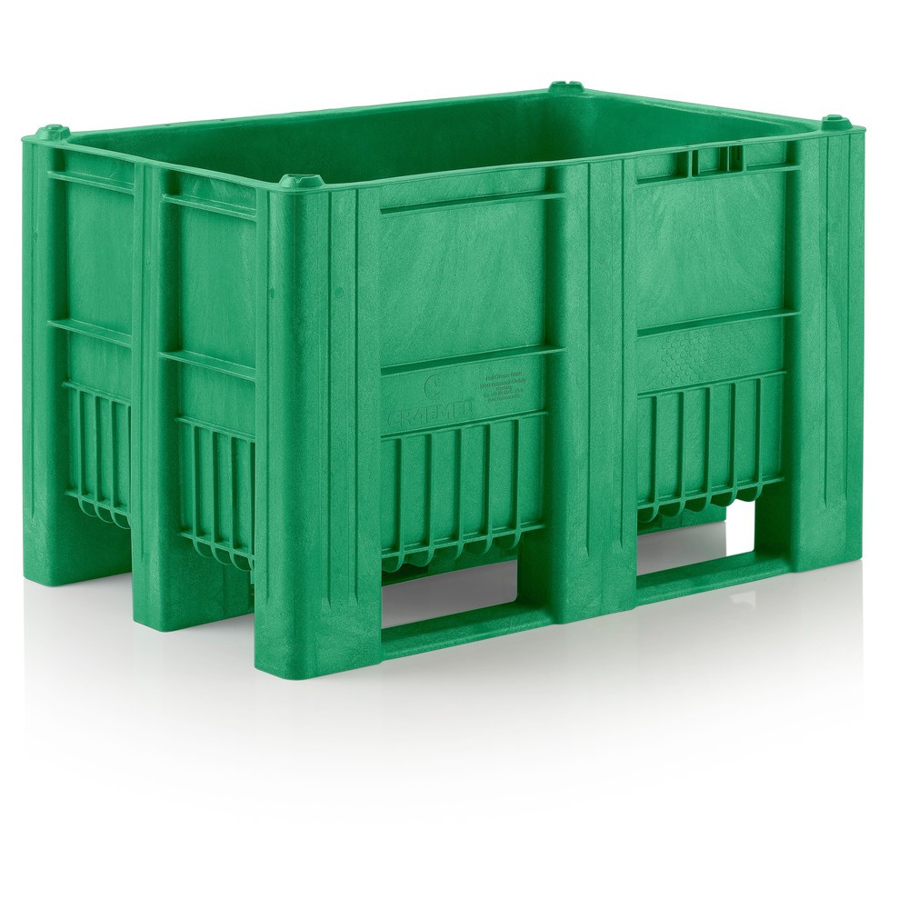 Produktabbildung: CRAEMER Palettenbox, 1.200 x 800 x 760 mm, 3 Kufen, grün