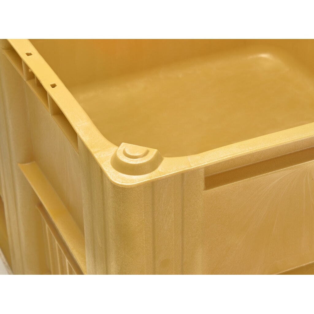 CRAEMER Palettenbox, 1.200 x 1.000 x 760 mm, 3 Kufen, gelb Produktabbildung Nr. 2: CRAEMER Palettenbox, 1.200 x 1.000 x 760 mm, 3 Kufen, gelb