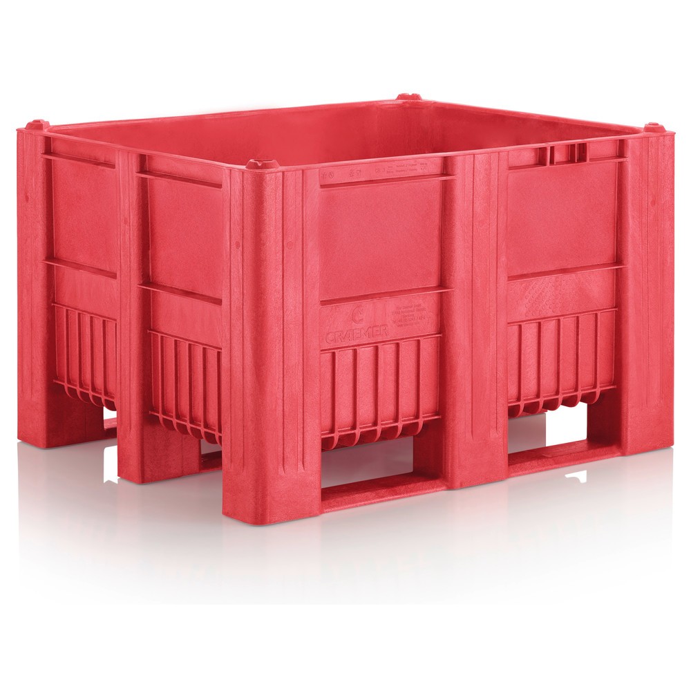 Produktabbildung: CRAEMER Palettenbox, 1.200 x 1.000 x 760 mm, 3 Kufen, rot