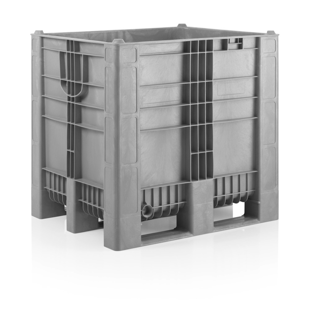 Produktabbildung: CRAEMER Palettenbox High, geschlossene Wände, 1.200 x 1.000 x 1.140 mm, 3 Kufen, grau