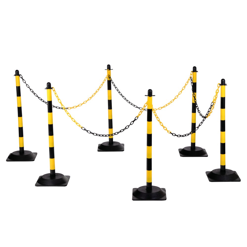 Produktabbildung: dancop Kettenständer-Set LKP, 10 m Kunststoffkette, gelb/schwarz, 6 Stk/VE
