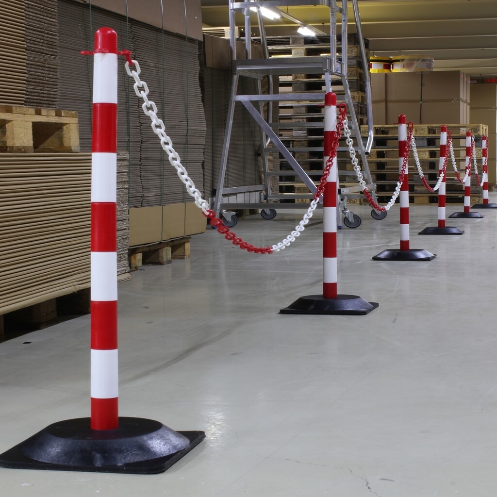 dancop Kettenständer-Set LKP, 10 m Kunststoffkette, rot/weiß, 6 Stk/VE Produktabbildung Nr. 4: dancop Kettenständer-Set LKP, 10 m Kunststoffkette, rot/weiß, 6 Stk/VE