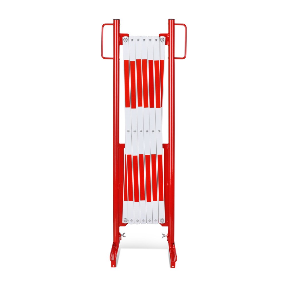 Produktabbildung Nr. 1: dancop Scherengitter, Standfuß beidseitig, Breite 3.600 mm, rot/weiß