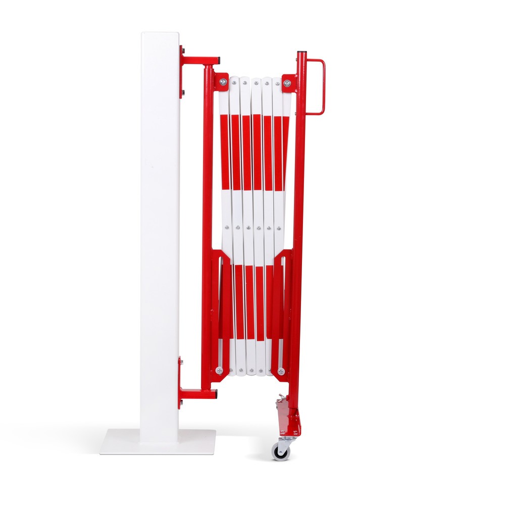 Produktabbildung Nr. 1: dancop Scherengitter, Rollen einseitig, Wandmontage, Breite 3.600 mm, rot/weiß