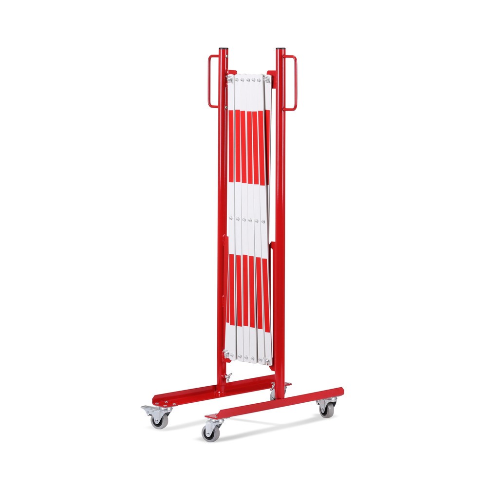 Produktabbildung Nr. 2: dancop Scherengitter, Rollen beidseitig, Breite 3.600 mm, rot/weiß