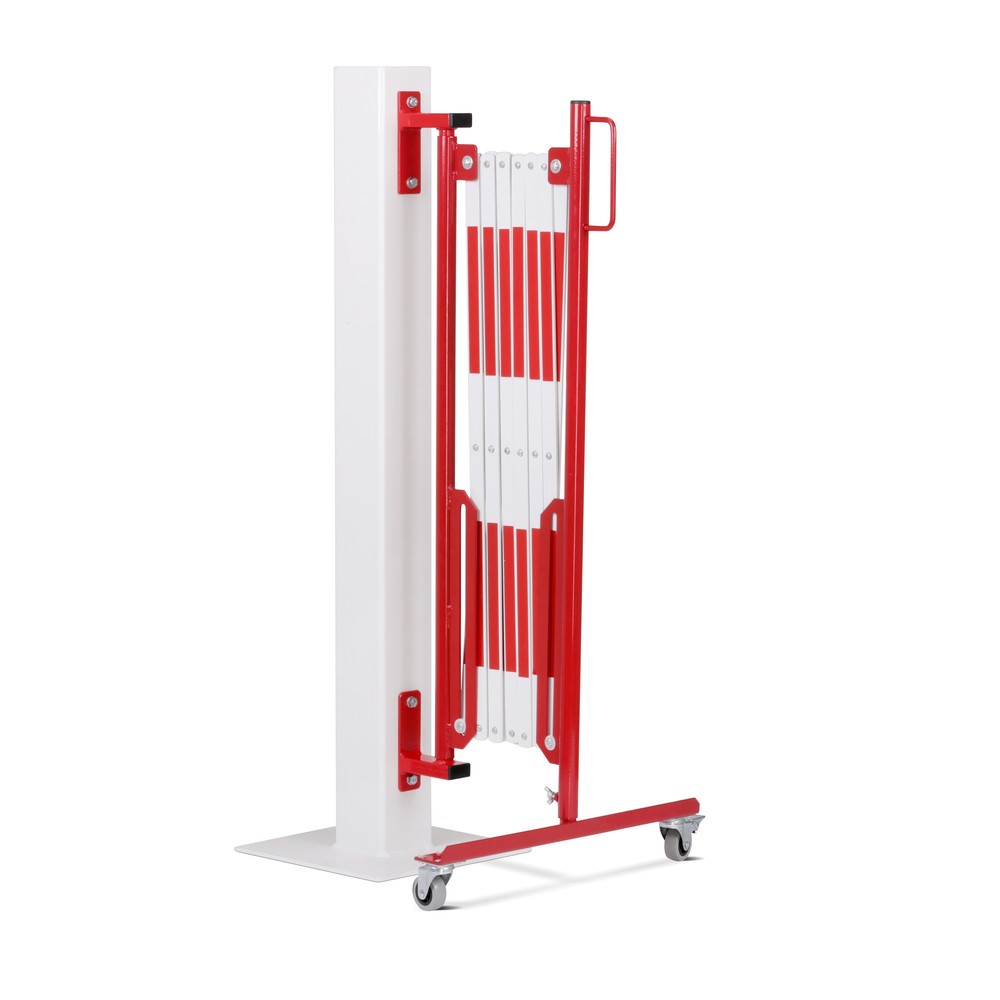 Produktabbildung Nr. 2: dancop Scherengitter, Rollen einseitig, Wandmontage, Breite 3.600 mm, rot/weiß