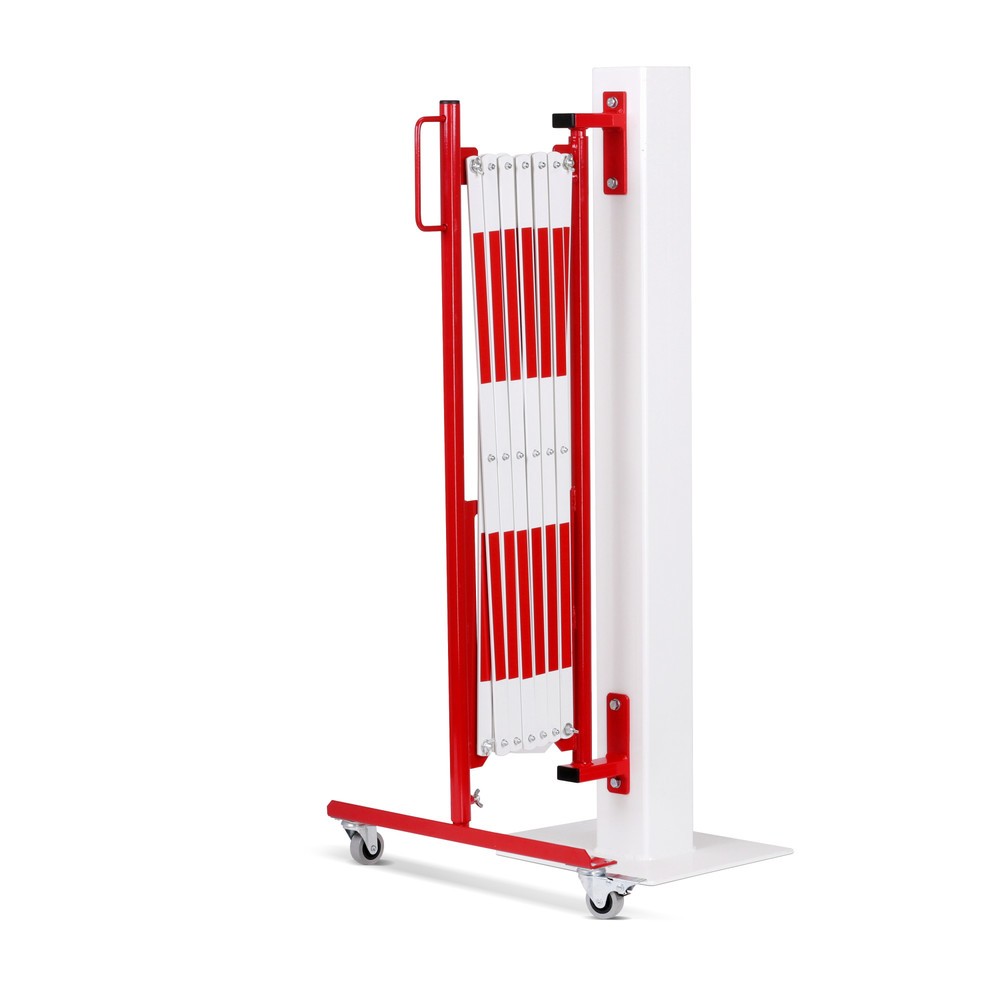 Produktabbildung Nr. 4: dancop Scherengitter, Rollen einseitig, Wandmontage, Breite 3.600 mm, rot/weiß