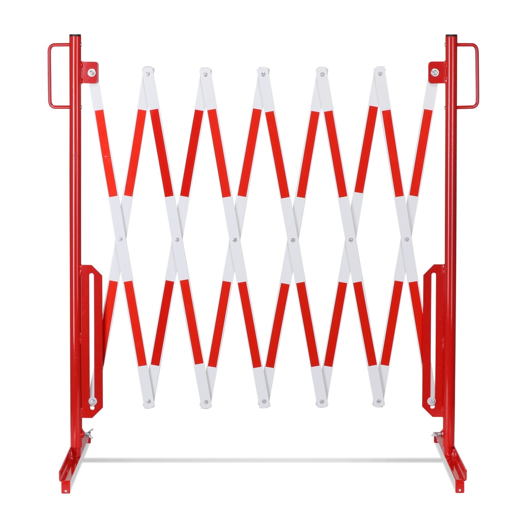 Produktabbildung Nr. 5: dancop Scherengitter, Standfuß beidseitig, Breite 3.600 mm, rot/weiß