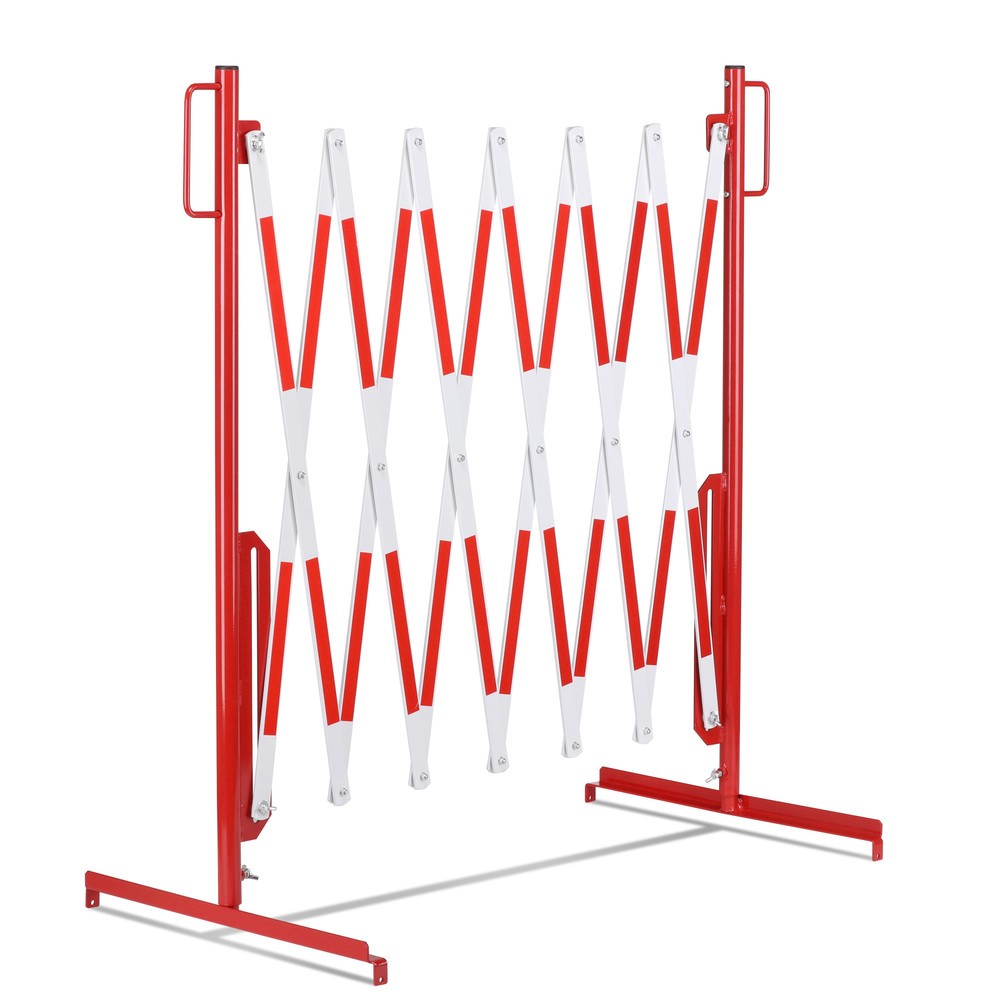 Produktabbildung Nr. 8: dancop Scherengitter, Standfuß beidseitig, Breite 3.600 mm, rot/weiß