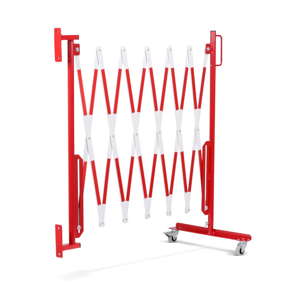 Produktabbildung Nr. 8: dancop Scherengitter, Rollen einseitig, Wandmontage, Breite 3.600 mm, rot/weiß