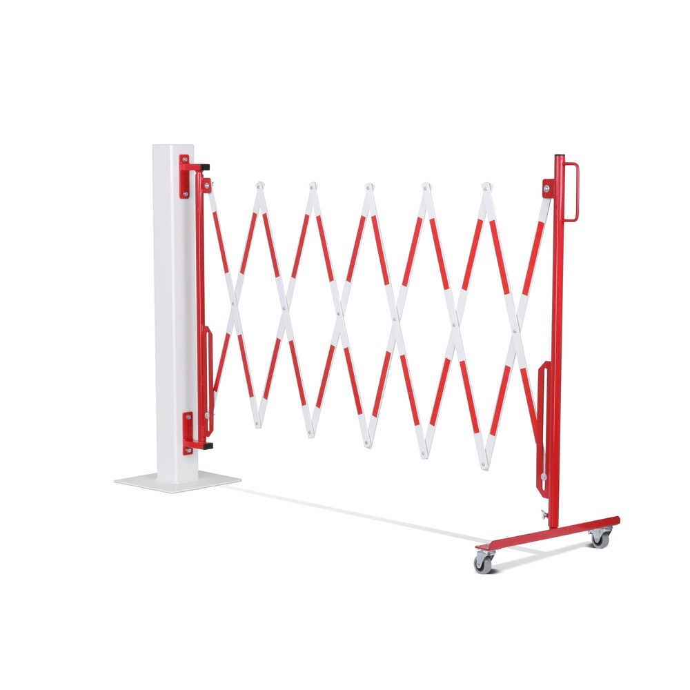 Produktabbildung Nr. 10: dancop Scherengitter, Rollen einseitig, Wandmontage, Breite 3.600 mm, rot/weiß