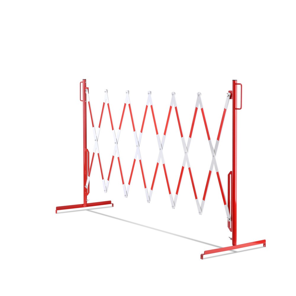 Produktabbildung Nr. 11: dancop Scherengitter, Standfuß beidseitig, Breite 3.600 mm, rot/weiß