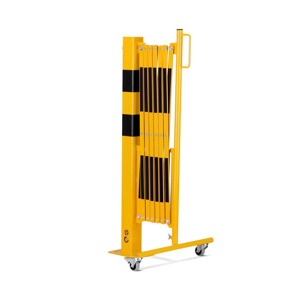 Produktabbildung Nr. 2: dancop Scherengitter, 1 Rollenfuß, 1 Absperrpfosten, Breite 3.600 mm, gelb/schwarz