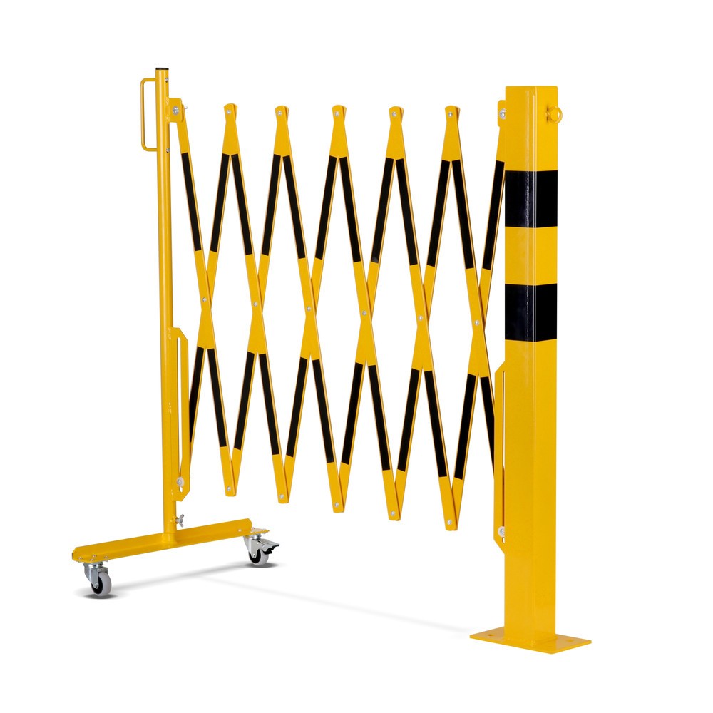 Produktabbildung Nr. 6: dancop Scherengitter, 1 Rollenfuß, 1 Absperrpfosten, Breite 3.600 mm, gelb/schwarz