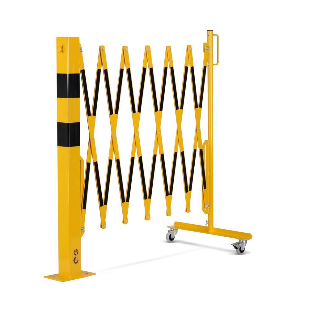Produktabbildung Nr. 8: dancop Scherengitter, 1 Rollenfuß, 1 Absperrpfosten, Breite 3.600 mm, gelb/schwarz