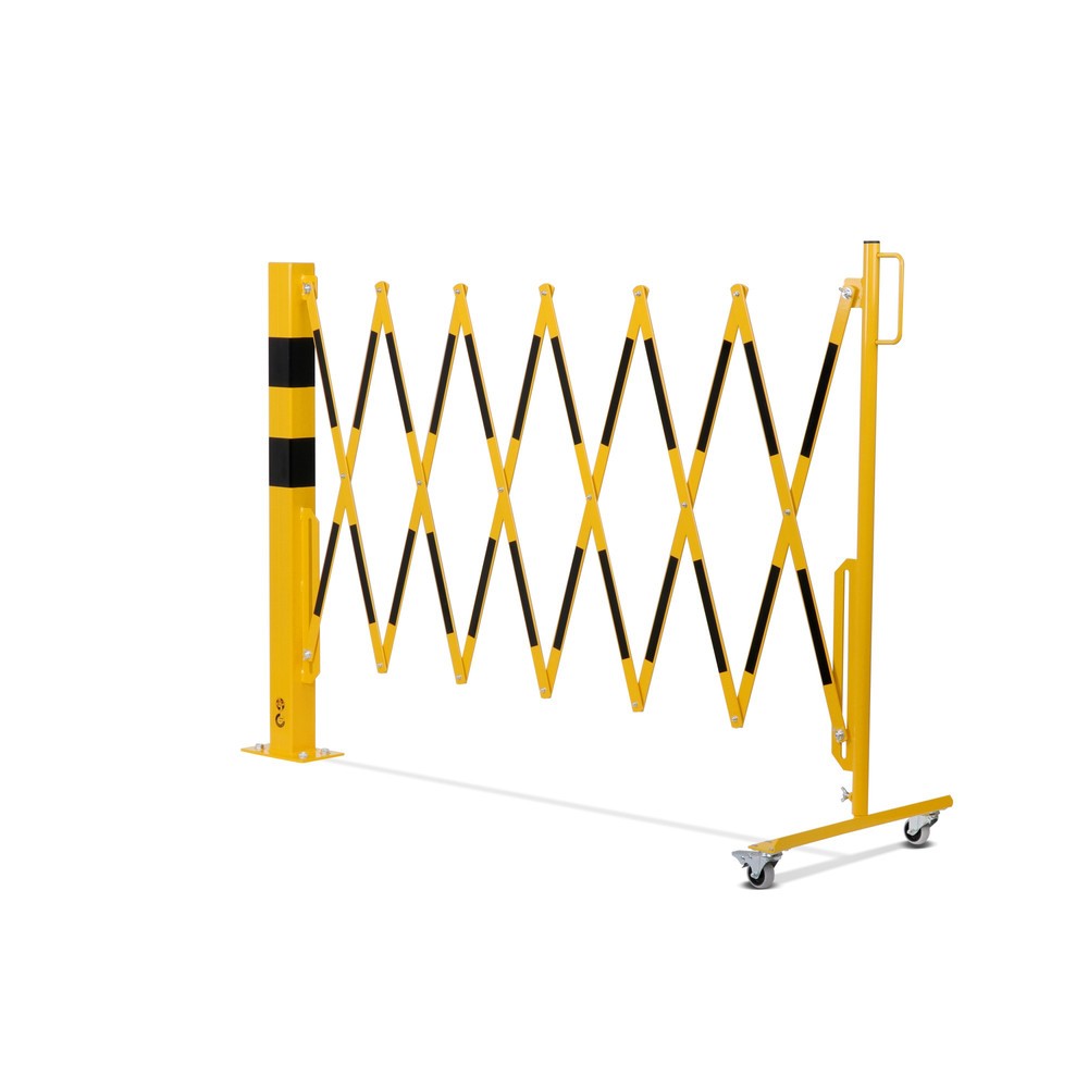 Produktabbildung Nr. 10: dancop Scherengitter, 1 Rollenfuß, 1 Absperrpfosten, Breite 3.600 mm, gelb/schwarz