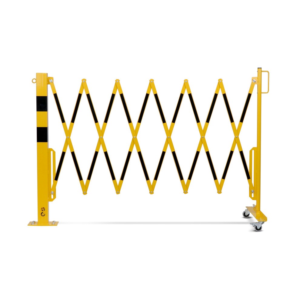 Produktabbildung Nr. 11: dancop Scherengitter, 1 Rollenfuß, 1 Absperrpfosten, Breite 3.600 mm, gelb/schwarz