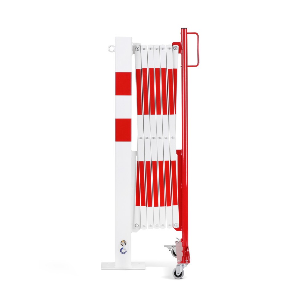 Produktabbildung Nr. 1: dancop Scherengitter mit Sperrpfosten, 70 x 70 mm, Breite 3.600, rot/weiß