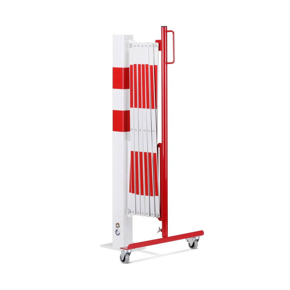 Produktabbildung Nr. 2: dancop Scherengitter mit Sperrpfosten, 70 x 70 mm, Breite 3.600, rot/weiß