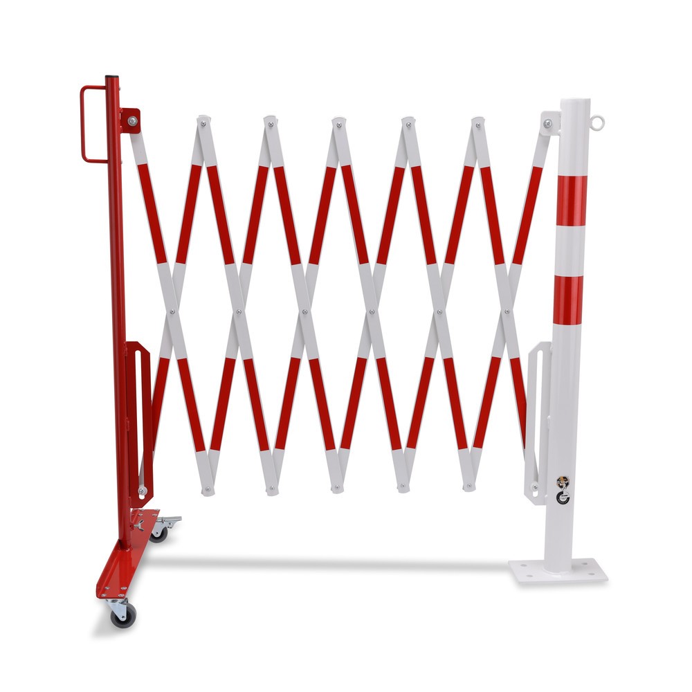 Produktabbildung Nr. 5: dancop Scherengitter mit Sperrpfosten, Ø 60 mm, Breite 3.600 mm, rot/weiß