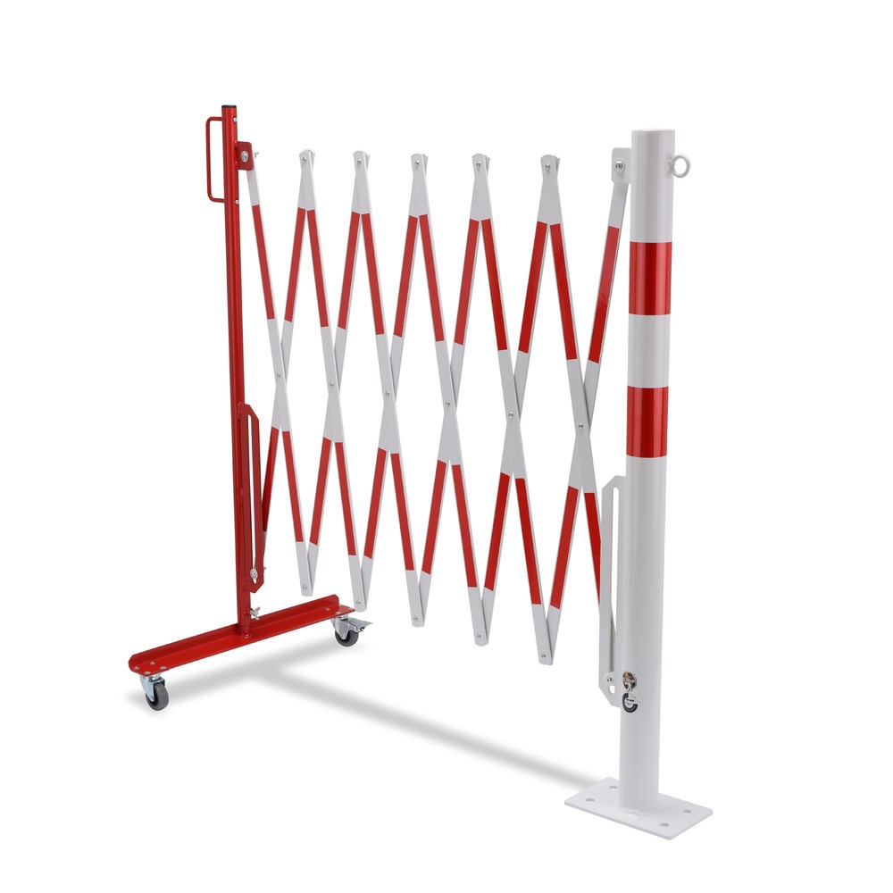 Produktabbildung Nr. 6: dancop Scherengitter mit Sperrpfosten, Ø 60 mm, Breite 3.600 mm, rot/weiß