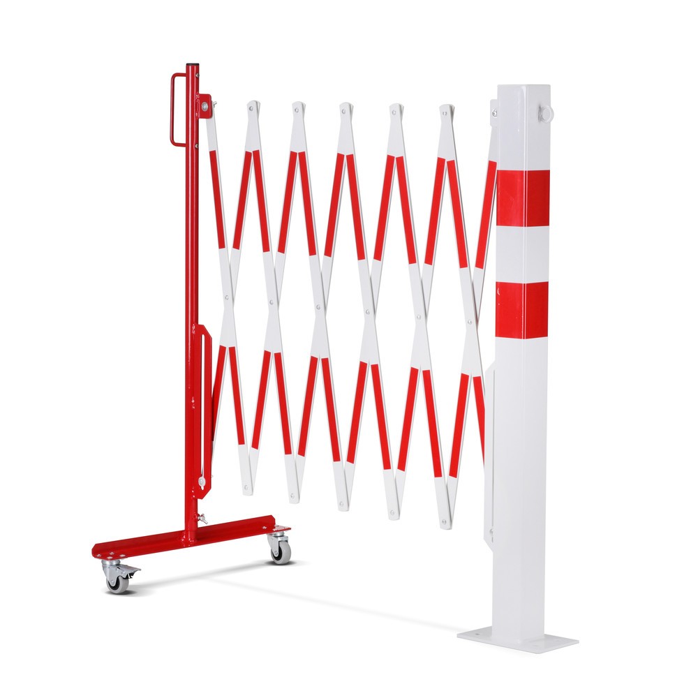 Produktabbildung Nr. 6: dancop Scherengitter mit Sperrpfosten, 70 x 70 mm, Breite 3.600, rot/weiß