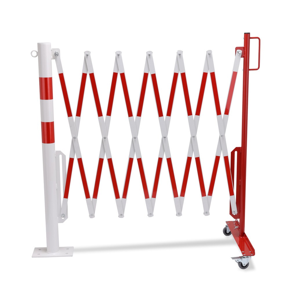 Produktabbildung Nr. 10: dancop Scherengitter mit Sperrpfosten, Ø 60 mm, Breite 3.600 mm, rot/weiß