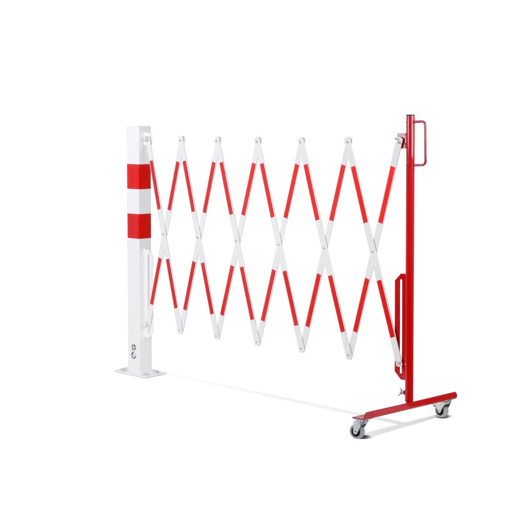 Produktabbildung Nr. 10: dancop Scherengitter mit Sperrpfosten, 70 x 70 mm, Breite 3.600, rot/weiß