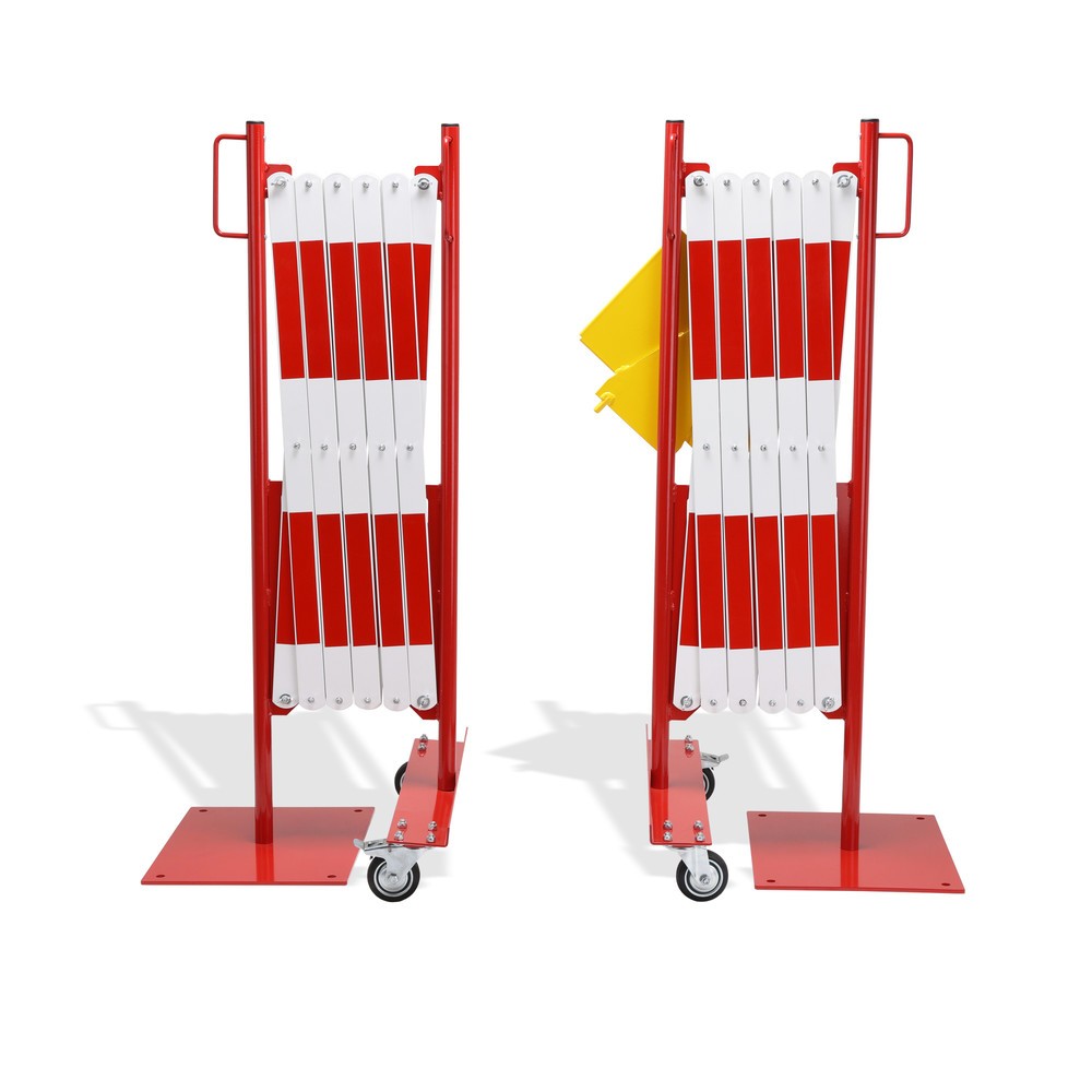 Produktabbildung: dancop Scherengitter-Set, 2 Rollenfüße, 2 Fußplatten, Breite 2x 2.000 mm, rot/weiß