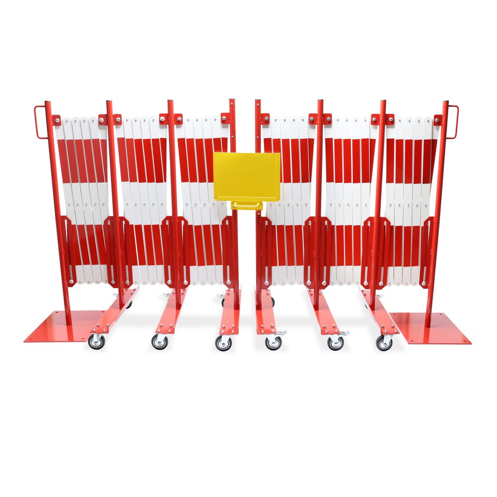 Produktabbildung Nr. 1: dancop Scherengitter-Set, 2 Rollenfüße, 2 Fußplatten, Breite 2x 8.000 mm, rot/weiß