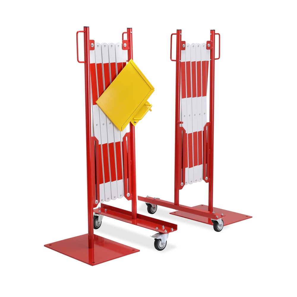 Produktabbildung Nr. 4: dancop Scherengitter-Set, 2 Rollenfüße, 2 Fußplatten, Breite 2x 2.000 mm, rot/weiß