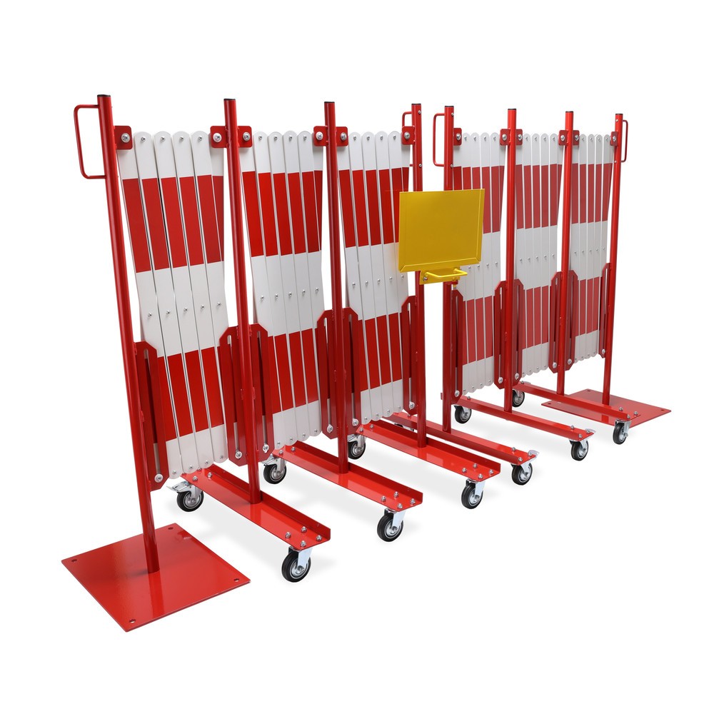 Produktabbildung Nr. 9: dancop Scherengitter-Set, 2 Rollenfüße, 2 Fußplatten, Breite 2x 8.000 mm, rot/weiß