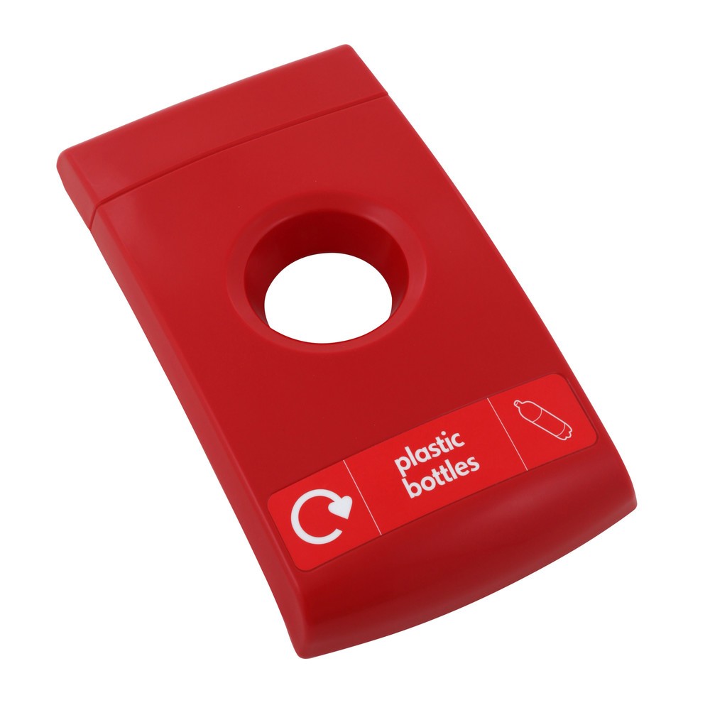 Produktabbildung: Deckel für ENVIROBIN Midi/Mini Abfallbehälter, rot, Aufschrift "plastic bottles"