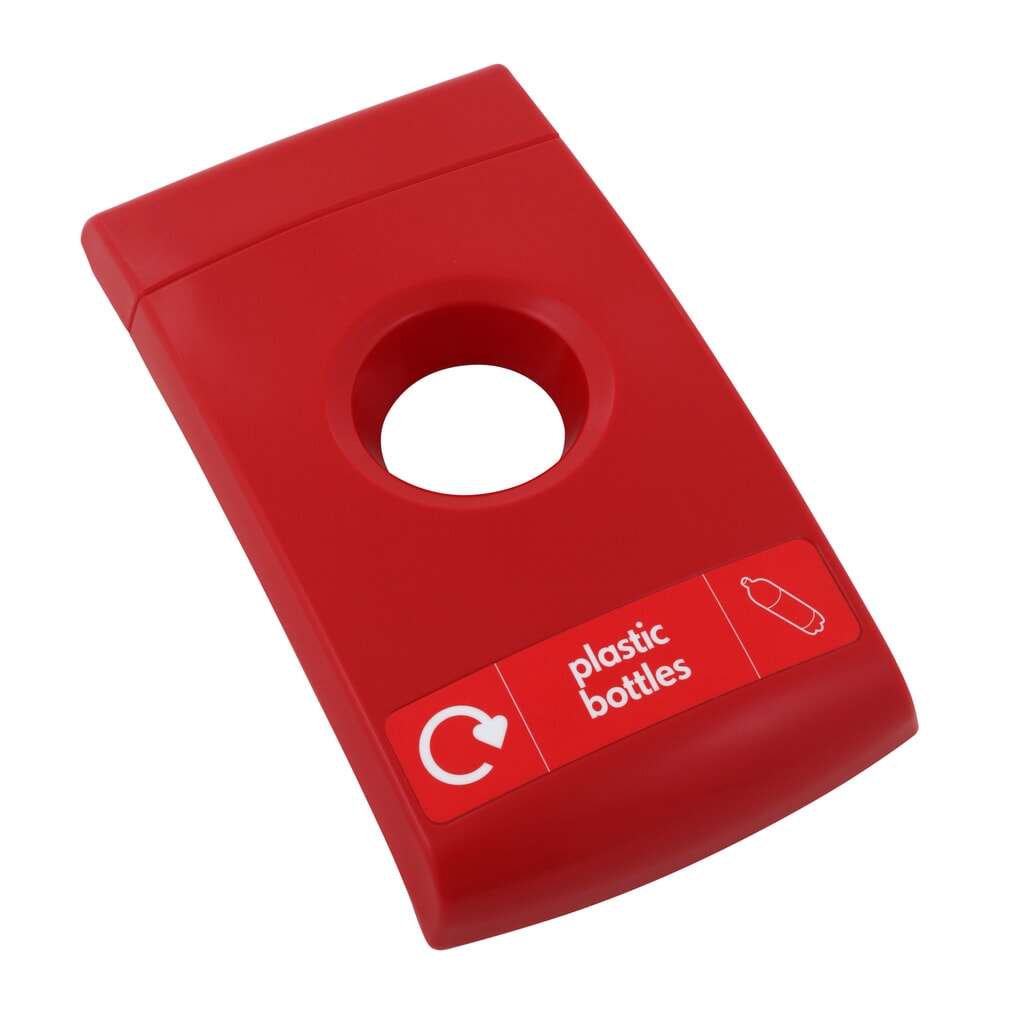 Produktabbildung: Deckel für ENVIROBIN Midi/Mini Abfallbehälter, rot, Aufschrift "plastic bottles"