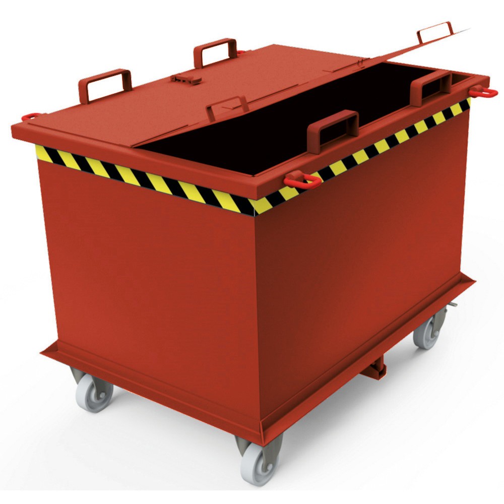 Produktabbildung: Deckel für Klappbodenbehälter mit automatischer Auslösung, Volumen 1,5 + 2 m³, blutorange