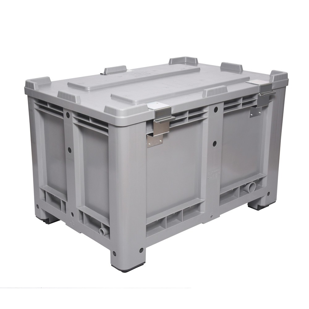 Produktabbildung Nr. 3: Deckel für Palettenbox, 1200x800 mm, grau, mit Scharnier, abschließbar