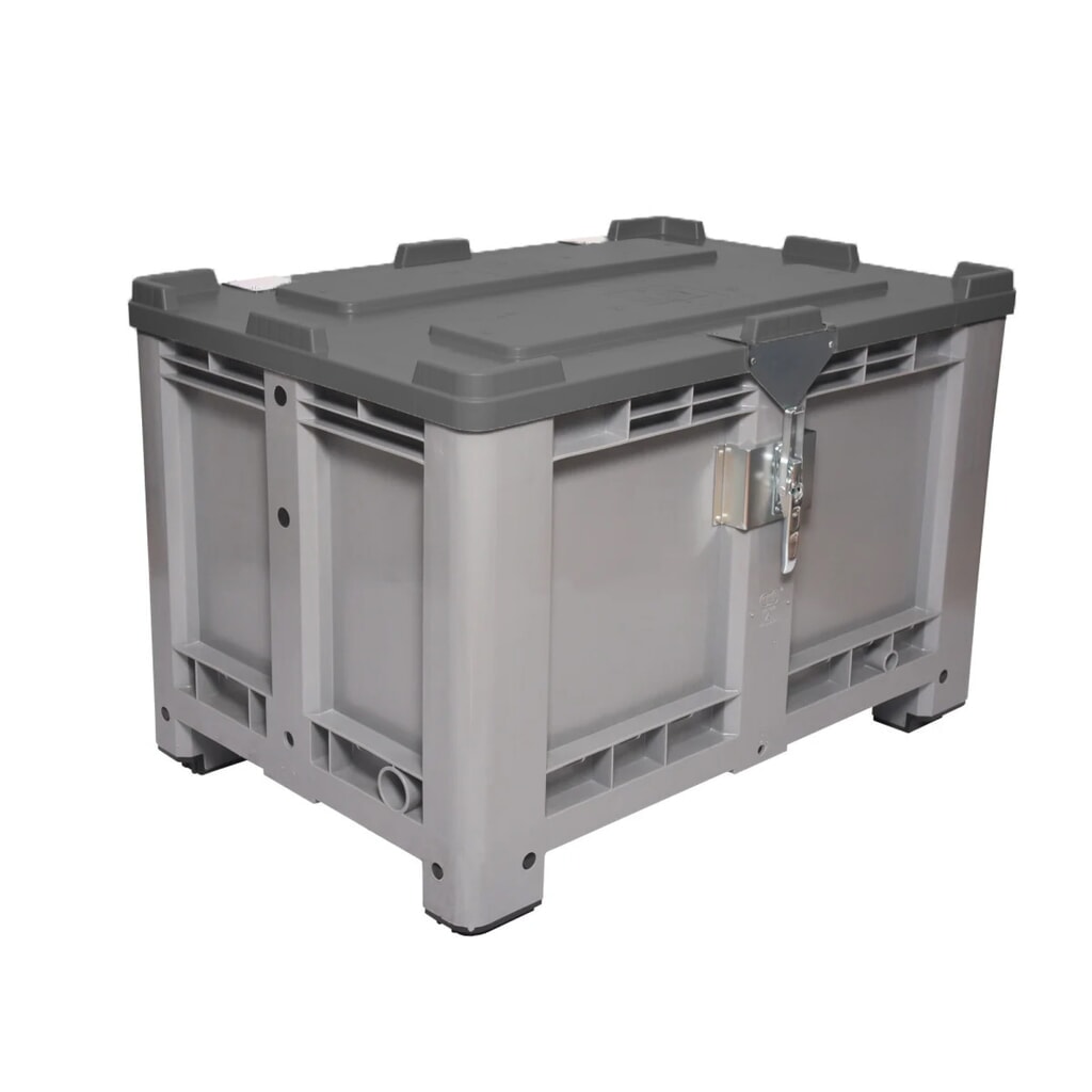 Deckel für Palettenbox, 1200x1000 mm, schwarz, mit Scharnier, abschließbar Produktabbildung: Deckel für Palettenbox, 1200x1000 mm, schwarz, mit Scharnier, abschließbar