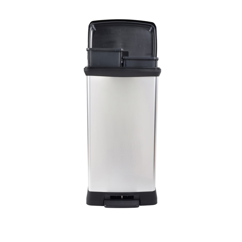 Produktabbildung Nr. 4: DECOBIN Tritt-Abfallbehälter Duo, rechteckig, 2x23 Liter, silber/schwarz