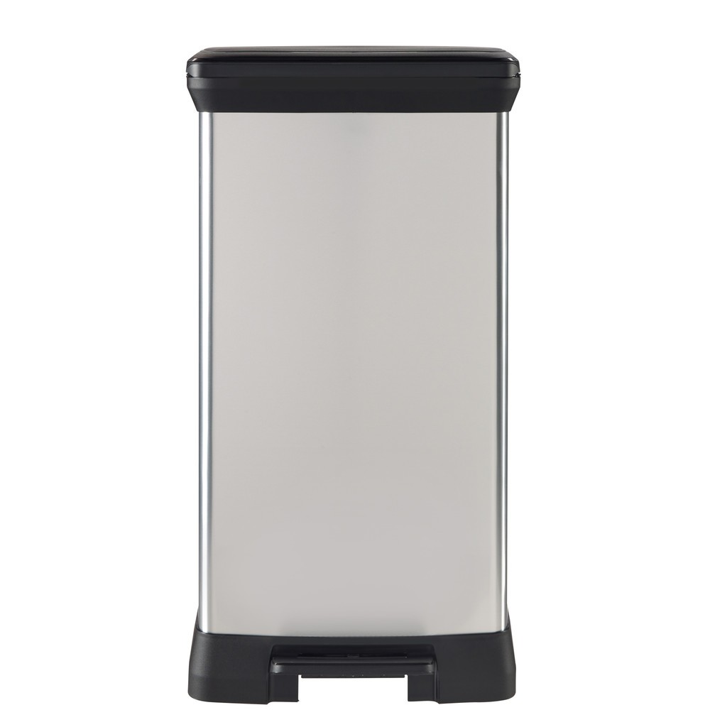 Produktabbildung Nr. 5: DECOBIN Tritt-Abfallbehälter Duo, rechteckig, 2x23 Liter, silber/schwarz