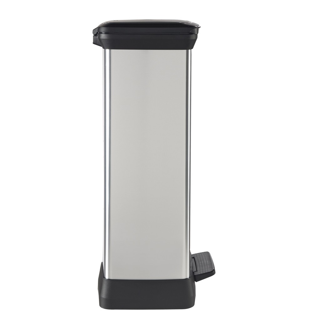 Produktabbildung Nr. 6: DECOBIN Tritt-Abfallbehälter Duo, rechteckig, 2x23 Liter, silber/schwarz