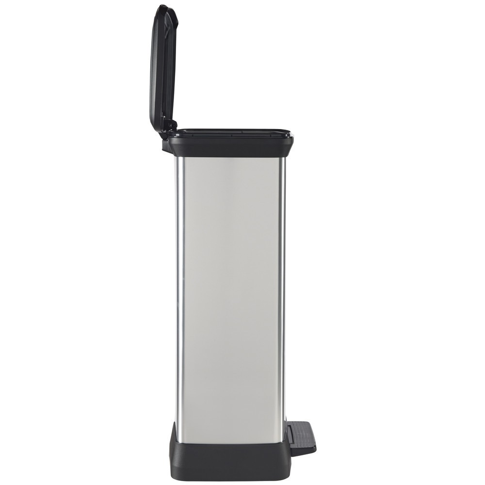 Produktabbildung Nr. 7: DECOBIN Tritt-Abfallbehälter Duo, rechteckig, 2x23 Liter, silber/schwarz
