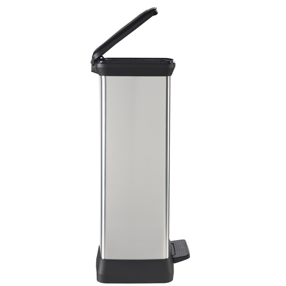 Produktabbildung Nr. 8: DECOBIN Tritt-Abfallbehälter Duo, rechteckig, 2x23 Liter, silber/schwarz
