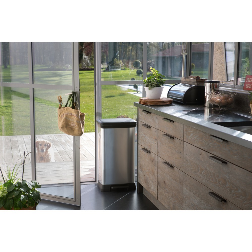 Produktabbildung Nr. 14: DECOBIN Tritt-Abfallbehälter Duo, rechteckig, 2x23 Liter, silber/schwarz