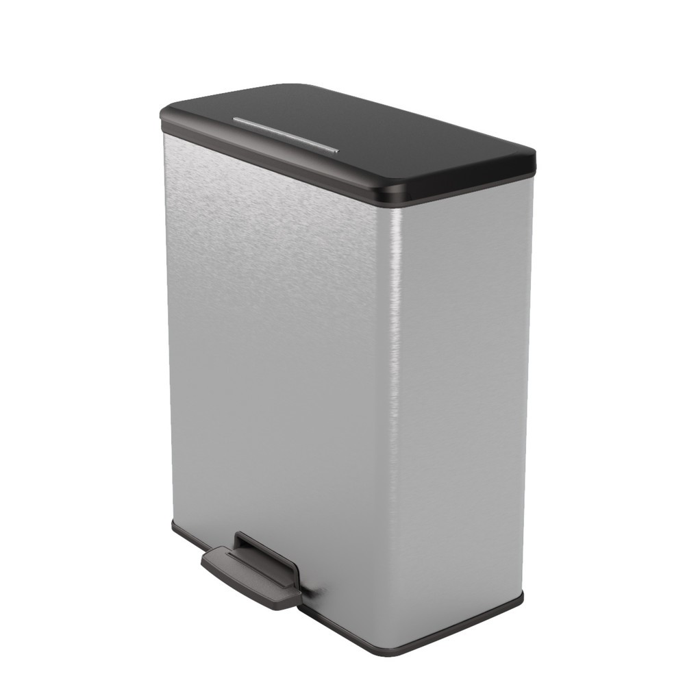 Produktabbildung Nr. 1: DECOBIN Tritt-Abfallbehälter Duo, rechteckig, 2x26 Liter, silber/schwarz