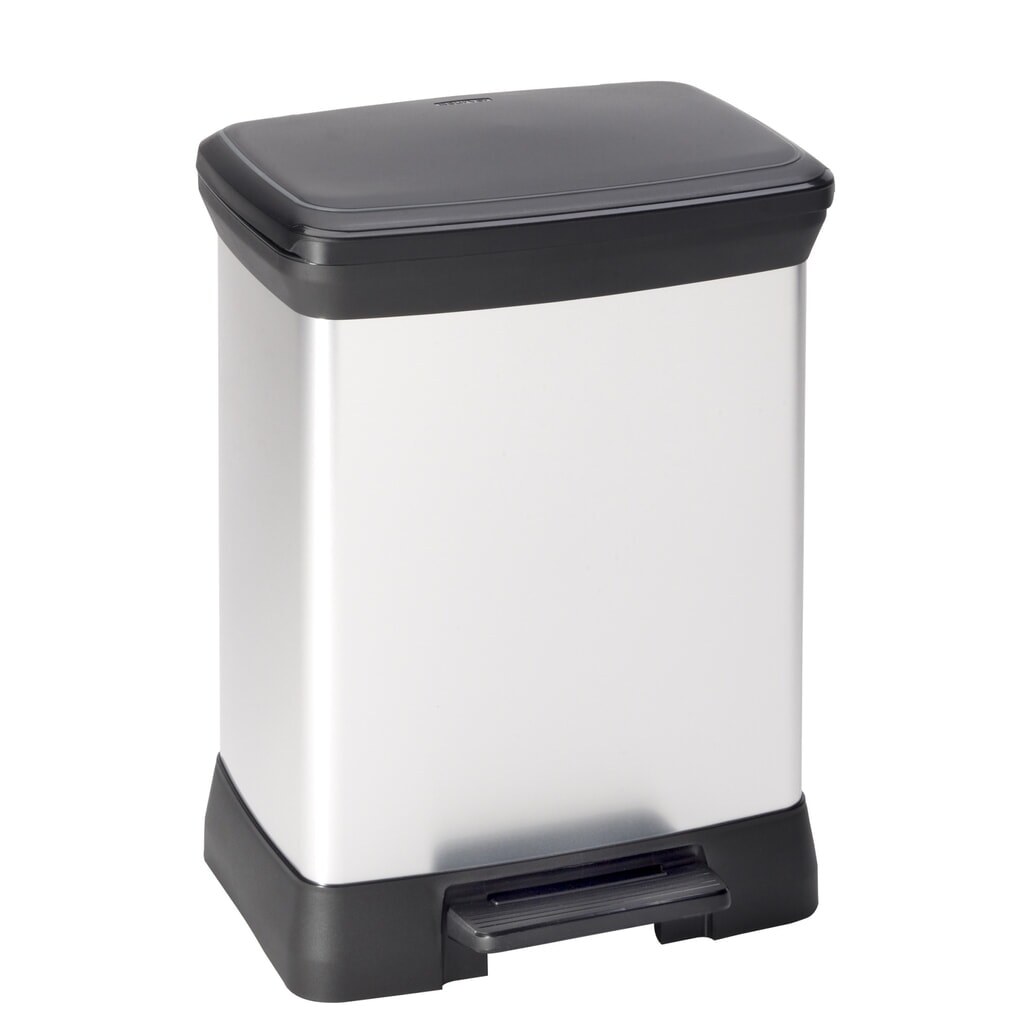 Produktabbildung Nr. 1: DECOBIN Tritt-Abfallbehälter, rechteckig, 30 Liter, silber/schwarz