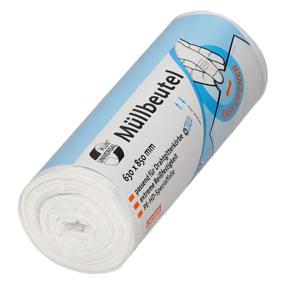 Produktabbildung: DEISS UNIVERSAL PLUS Müllbeutel, 80 l, 630 x 850 mm, HDPE, 40 Stk/Rolle, 9 Rollen/VE
