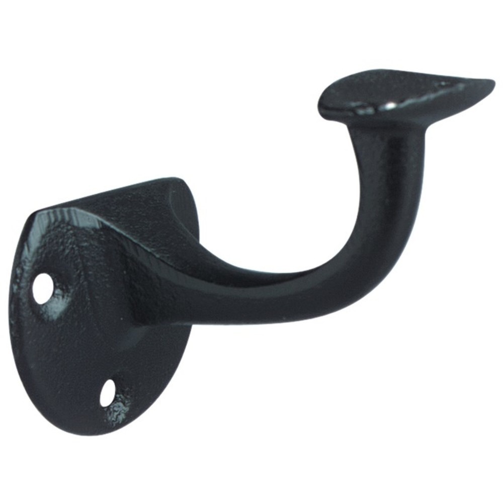 Produktabbildung: DENI Handlaufträger, Durchmesser Wandplatte 53 mm, Gusseisen schwarz lackiert, gewölbte Auflage